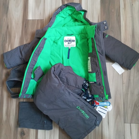 OshKosh B'gosh Kids Gray and Green Winter Jacket Set - Picture 4 of 7